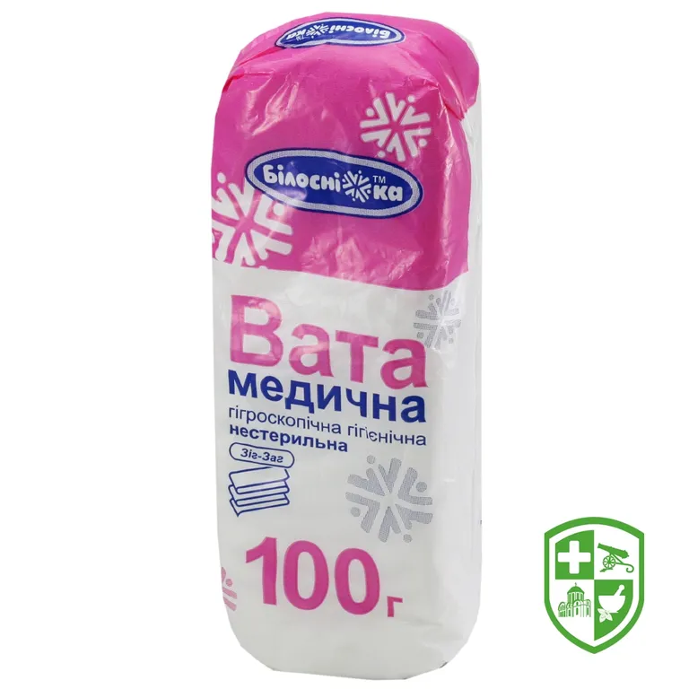 Вата нестерильна 100 г, зигзаг