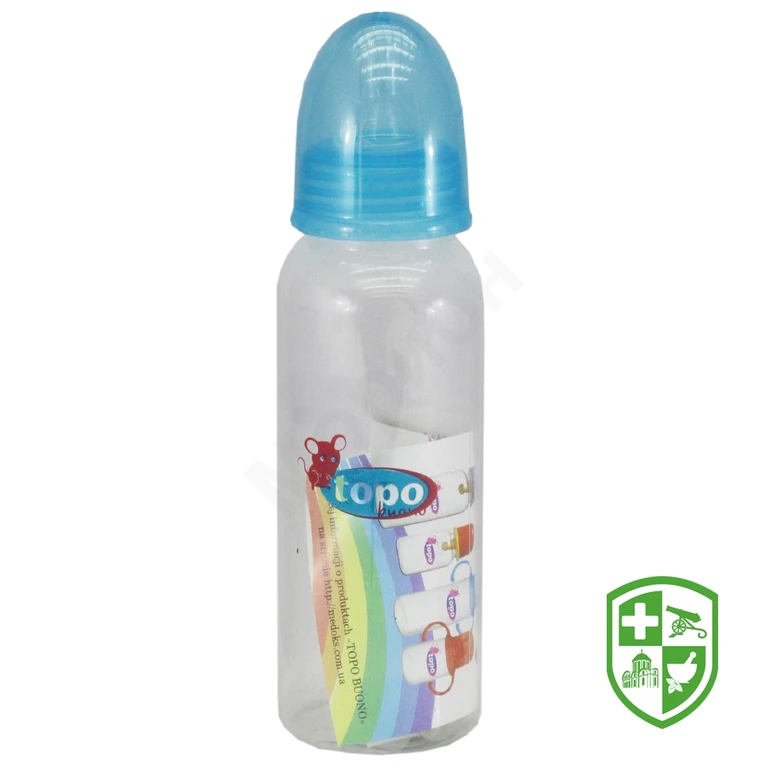 Пляшка пластикова Топо буоно Т001 250 мл, пластик., силікон. соска, декоров.