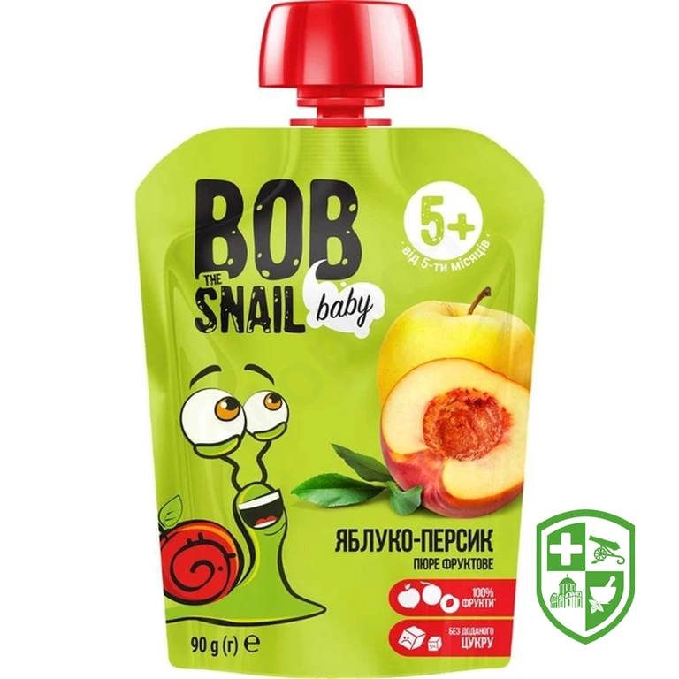 Пюре фруктове Равлик Боб для дітей 90 г, яблуко-персик