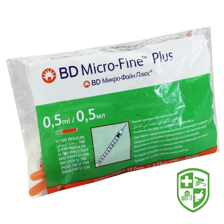 Шприц інсуліновий BD Мікро-файн плюс U-100 U-100 0,5 мл, голка G29