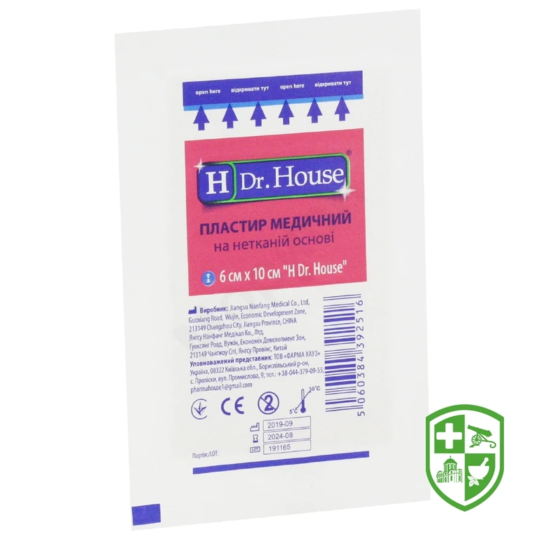 Пластир бактерицидний H Др. Хаус 6 см * 10 см, на н/ткан. основі