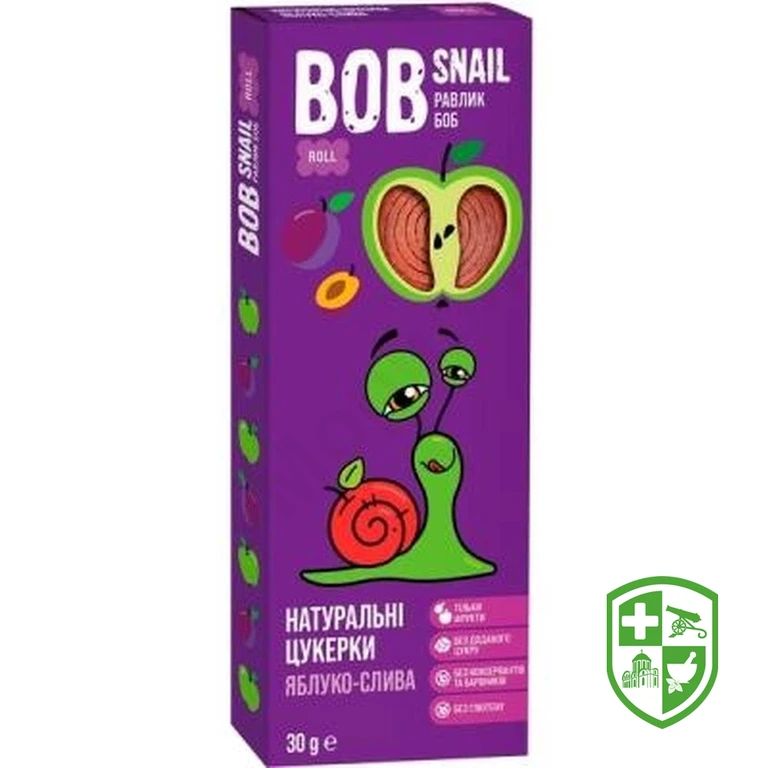 Цукерки Равлик Боб 30 г, яблуко, слива