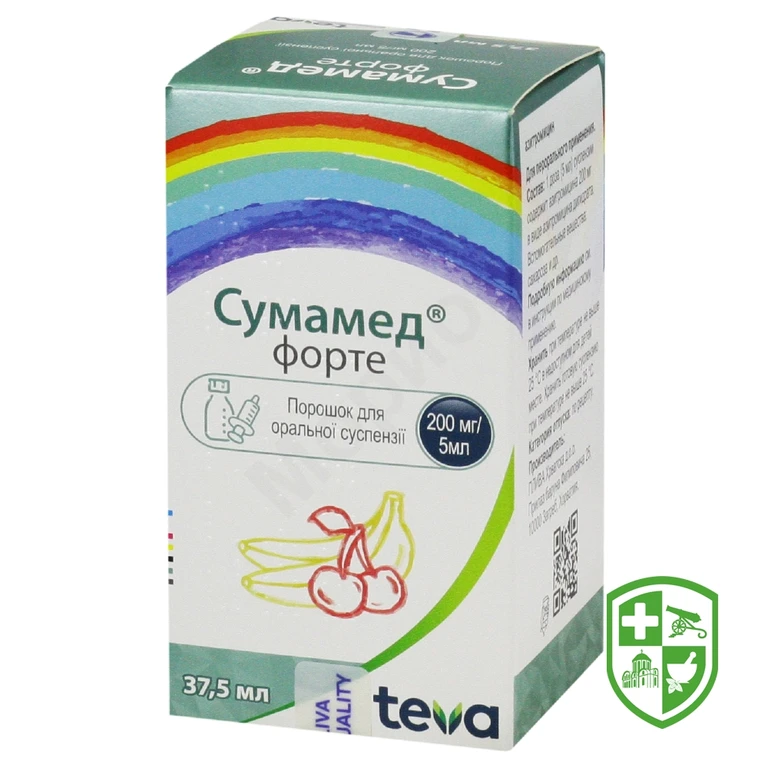 Сумамед форте пор. д/сусп. 200 мг/5 мл 37.5мл №1