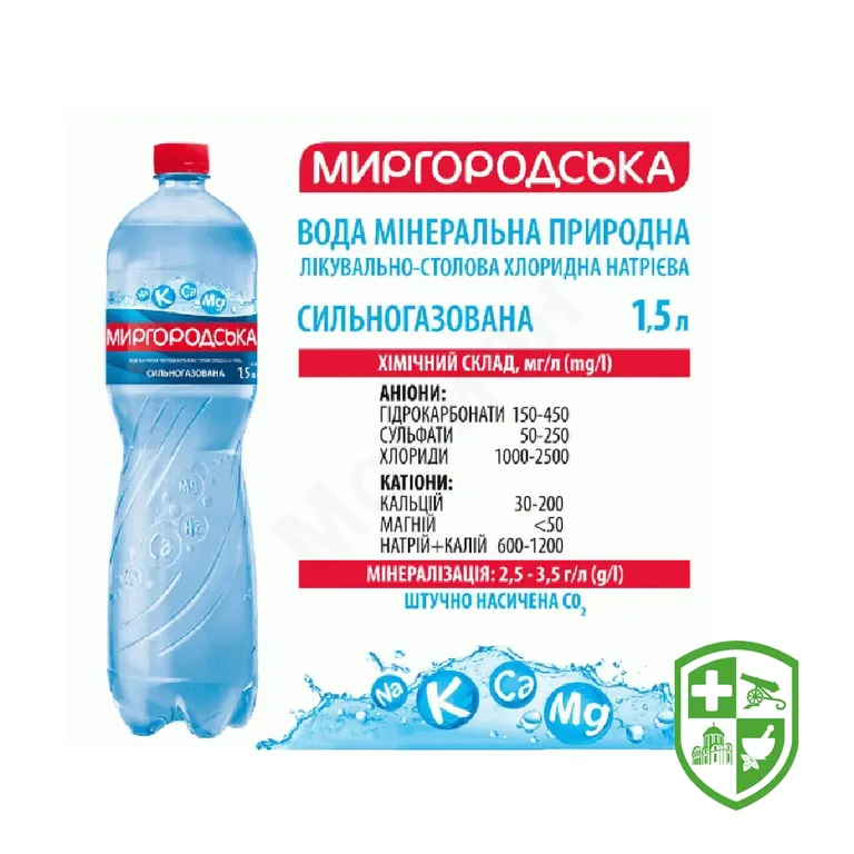 Вода мінеральна Миргородська пляш. 1,5 л №1