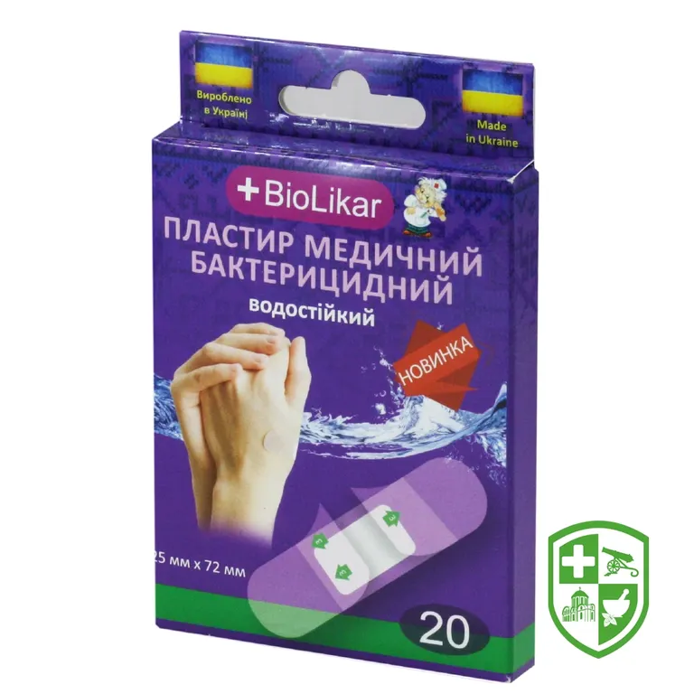 Пластир бактерицидний 25 мм * 72 мм, водостійк. №20