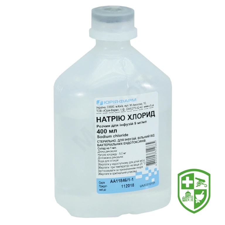 Натрію хлорид р-н д/інф 0,9 % 400.мл контейнер полимерн.