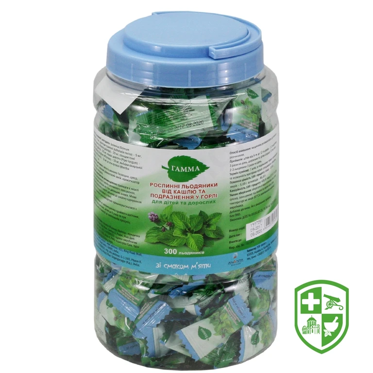 Гамма від кашлю та подразнення у горлі льодяники, смак м'яти