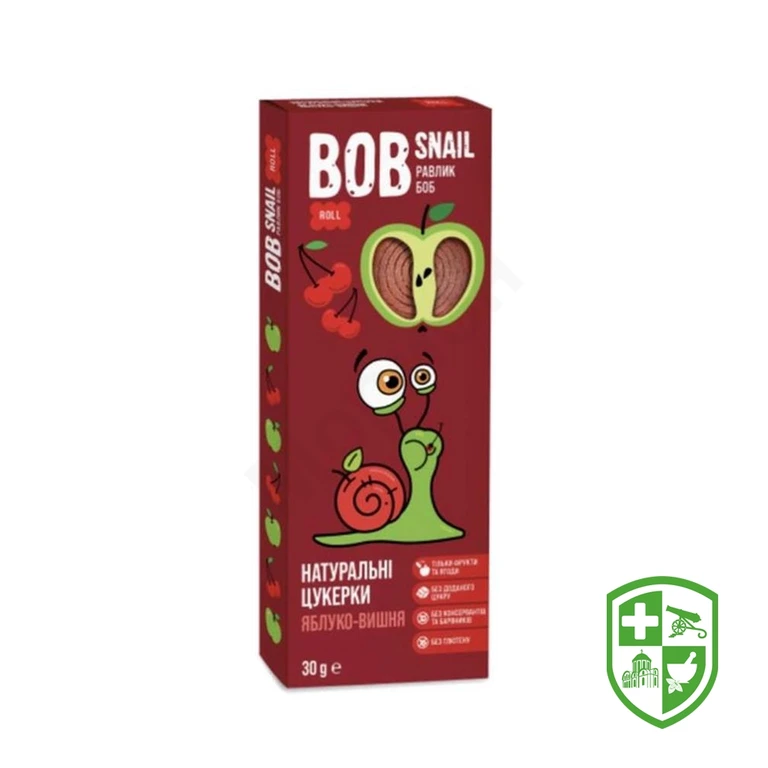 Цукерки Равлик Боб 30 г, яблуко, вишня