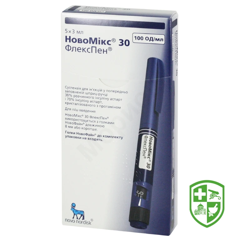 Новомікс 30 флекспен сусп. д/ін. 100 МО/мл 3.мл №5