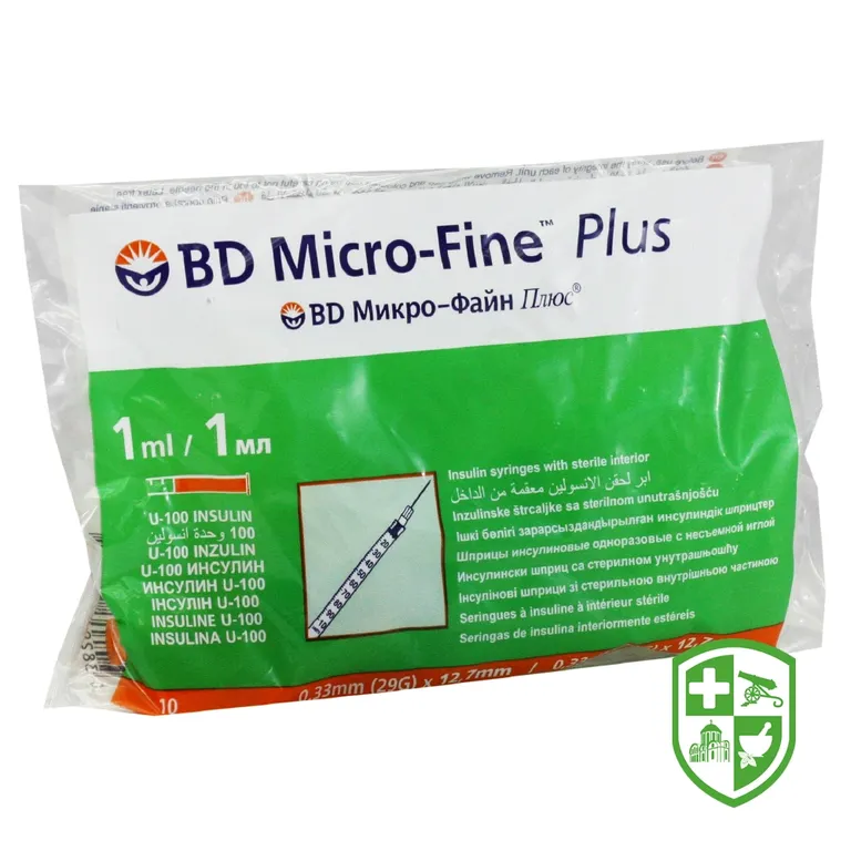 ШПРИЦ ІН'ЄКЦІЙНИЙ ІНСУЛІНОВИЙ ОДНОРАЗОВОГО ЗАСТОСУВАННЯ BD MICRO-FINE™ PLUS U-100 №10