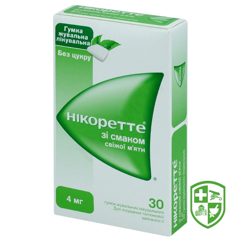 Нікоретте зі смаком свіжої м'яти жувальн. гумка 4 мг свіжа м'ята №30