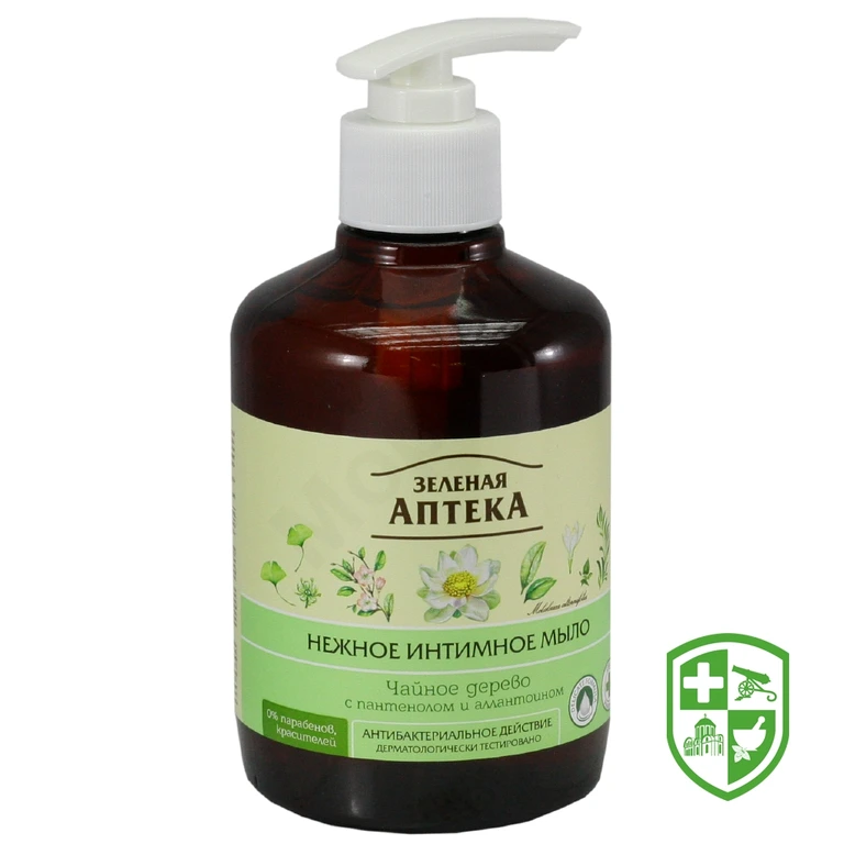 Грін Фармасі мило інтимне чайне дерево 370 мл, антибактеріальн.