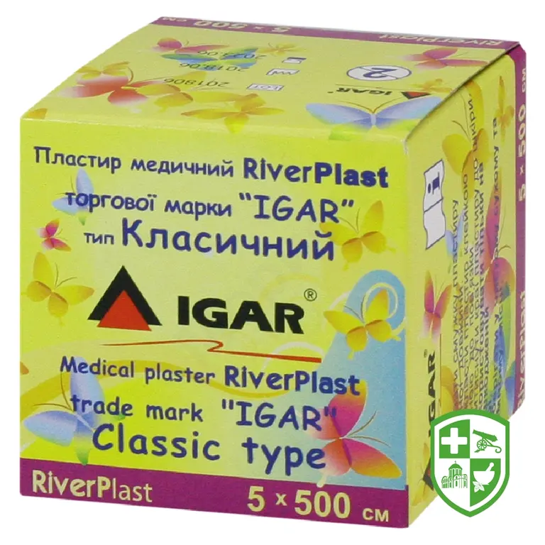Пластир Ріверпласт Ігар 5 см * 500 см, клас., бавов. осн.