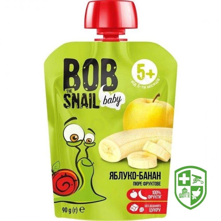 Пюре фруктове Равлик Боб для дітей 90 г, яблуко-банан
