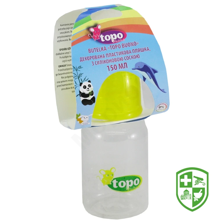 Пляшка пластикова Топо буоно Т002 150 мл, пластик., силікон. соска, декоров.