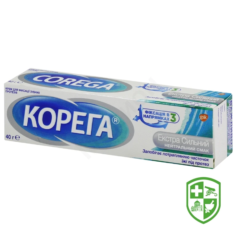 Корега екстра сильний фіксуючий крем для зубних протезів 40 мл, екстра сильн. нейтр. смак