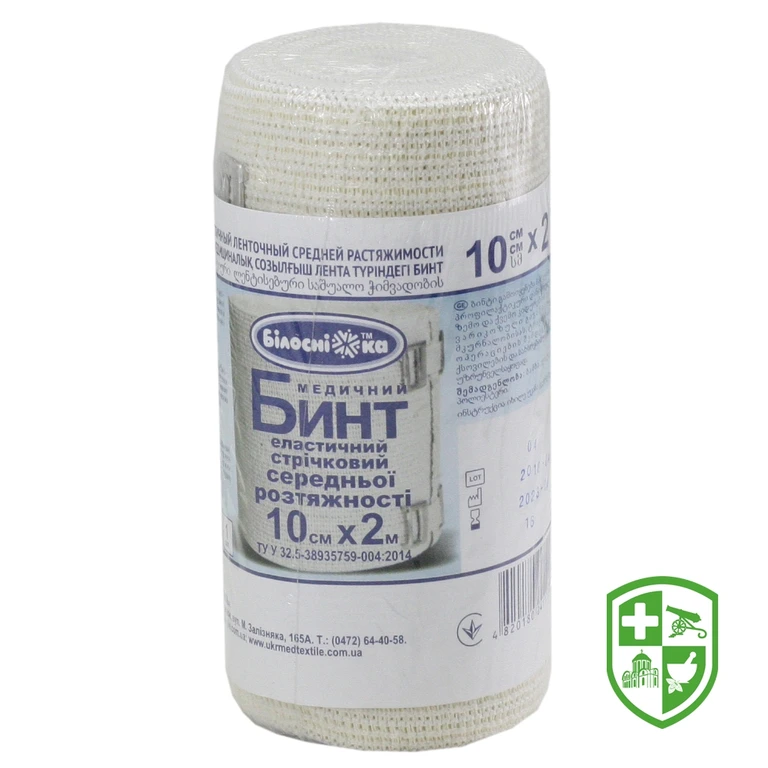 Бинт еластичний стрічковий середньої розтяжності 10 см х 2 м, тм "Білосніжка"