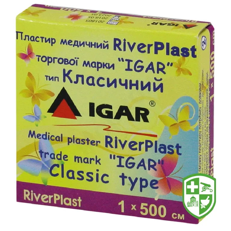 Пластир Ріверпласт Ігар 1 см * 500 см, клас., бавов. осн.