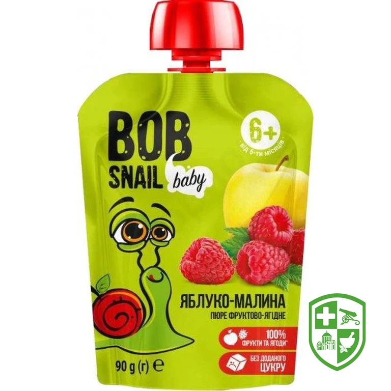 Пюре фруктове Равлик Боб для дітей 90 г, яблуко-малина