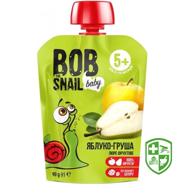 Пюре фруктове Равлик Боб для дітей 90 г, яблуко-груша