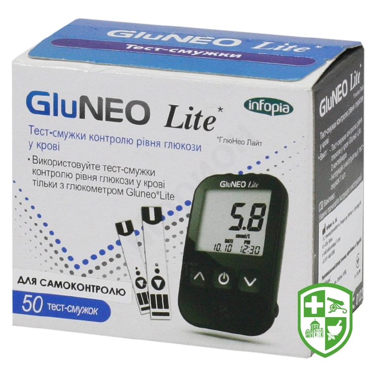 Тест-смужки Глюнео лайт д/самотестування, 50 визначень